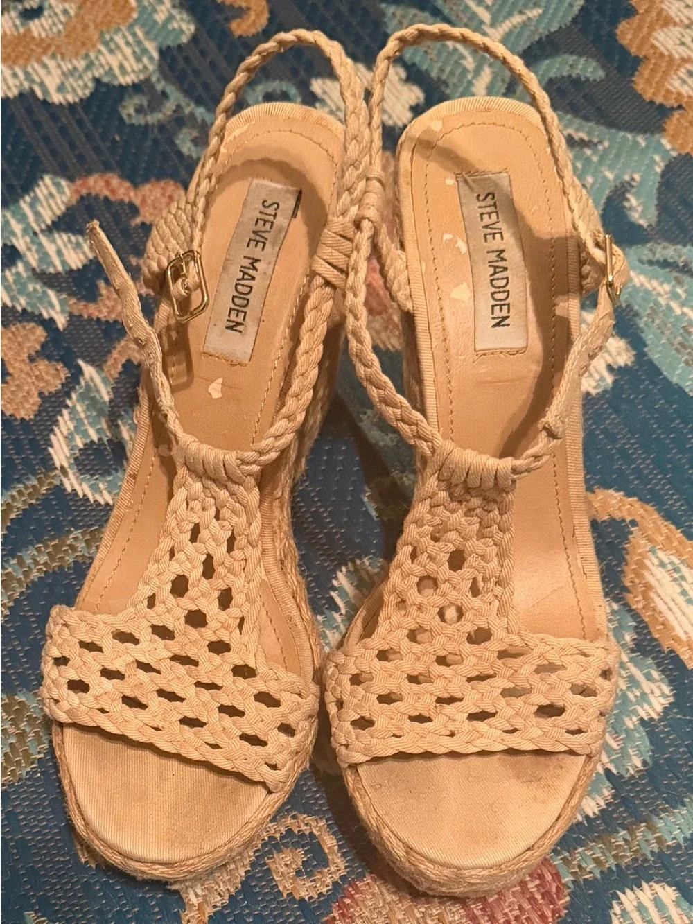 Steve Madden Natural Woven Espadrille Wedge Sandals
